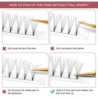 Higu clace Premade Fans Volume Eyelash Extensions 3D|4D|5D|6D 0.07/0.10mm Curl C/D 8mm~18mm 5D 0.07 D 13mm Short Stem Russian Premade Lash Extension Fans (5D 0.07 D 13mm)