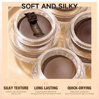 Waterproof Gel Eyeliner Set 2color,High-Intensity Pigments Eyebrow Colors Gel,Long Lasting Formula Liner EyelinerGel,Eye Makeup Set For Sensitive Eyes,With 2 Pack Eyeliner Brush And Brow Brush