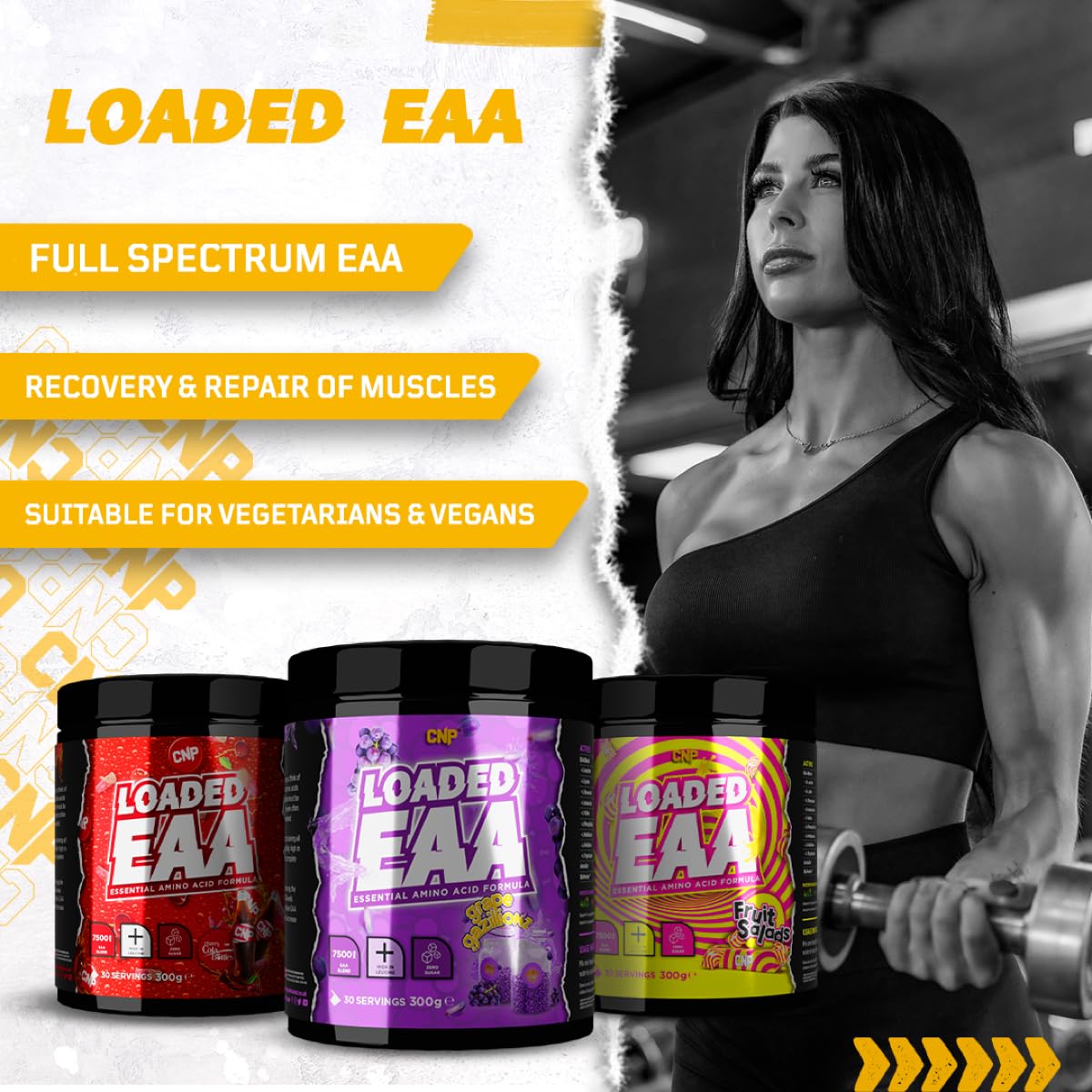 CNP Professional Loaded EAAs, Essential Amino Acids, BCAAs, Muscle Repair & Recovery Powder, 300g / 100g and 30/10 Servings, 12 Delicious Flavours (Fantasy Twisted Fruit, 300g)