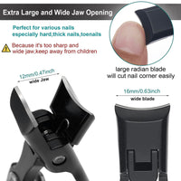 VOGARB Toe Nail Clippers for Thick Nails, Large Wide Jaw Opening Toenail Clippers with Toenail File Heavy Duty Fingernail Cutter No Splash for Men Women Adult Seniors (Black with File)