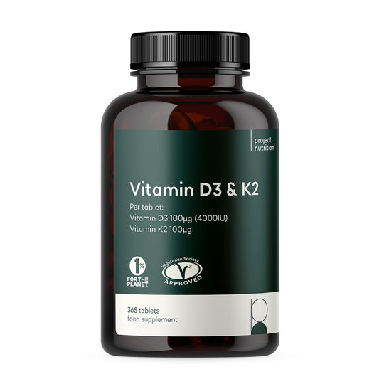 Project Nutrition Vitamin D3 K2 Tablets 4000IU - 12 Month Supply - Easy Swallow - 365 Vegetarian 4000 IU High Strength Vitamin D & 100 mcg K2 MK7 Supplement for Women & Men - Bone & Immune System