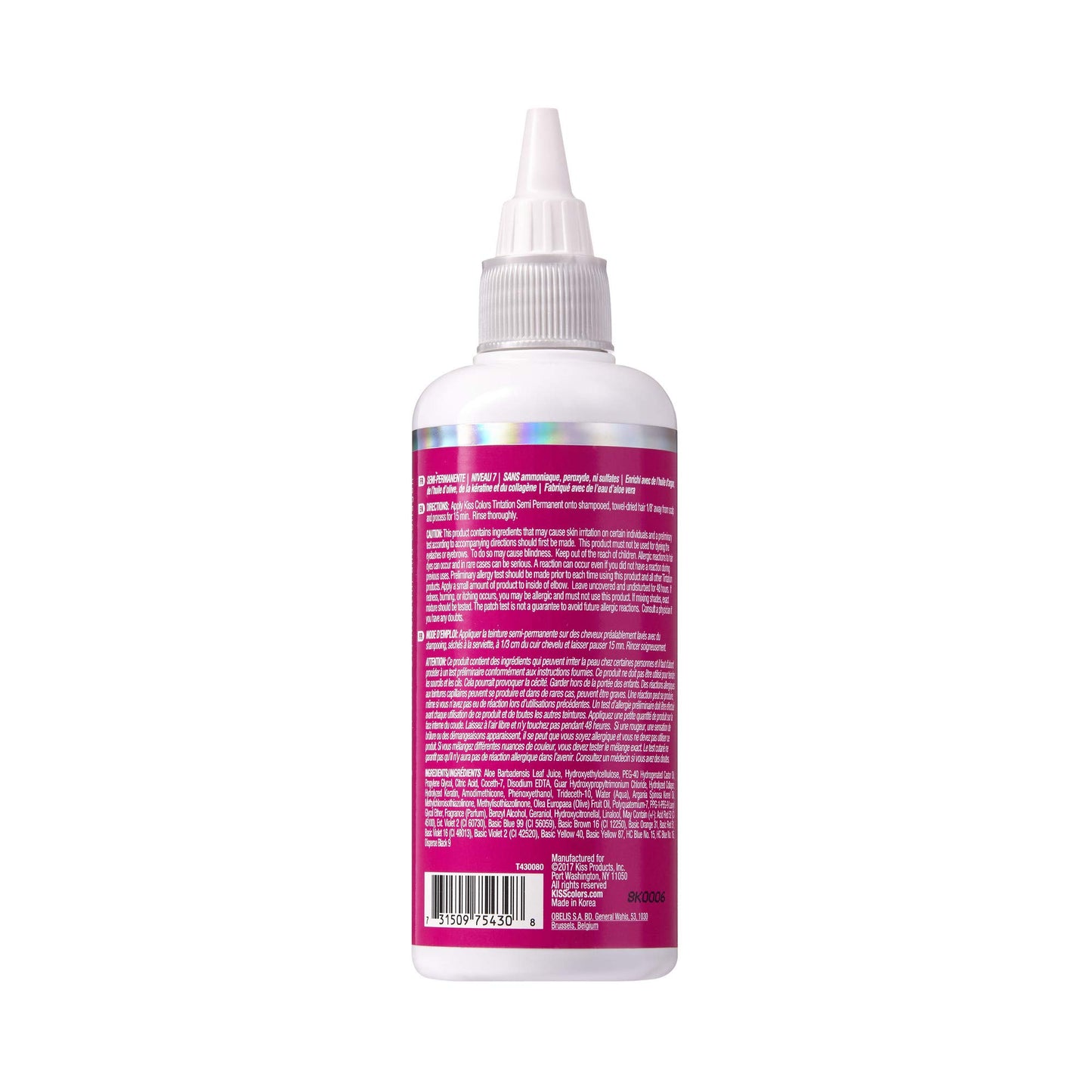 Kiss Tintation Semi Permanent Hair Colour With Argan Oil, Aloe Vera - Pink Obsession T430