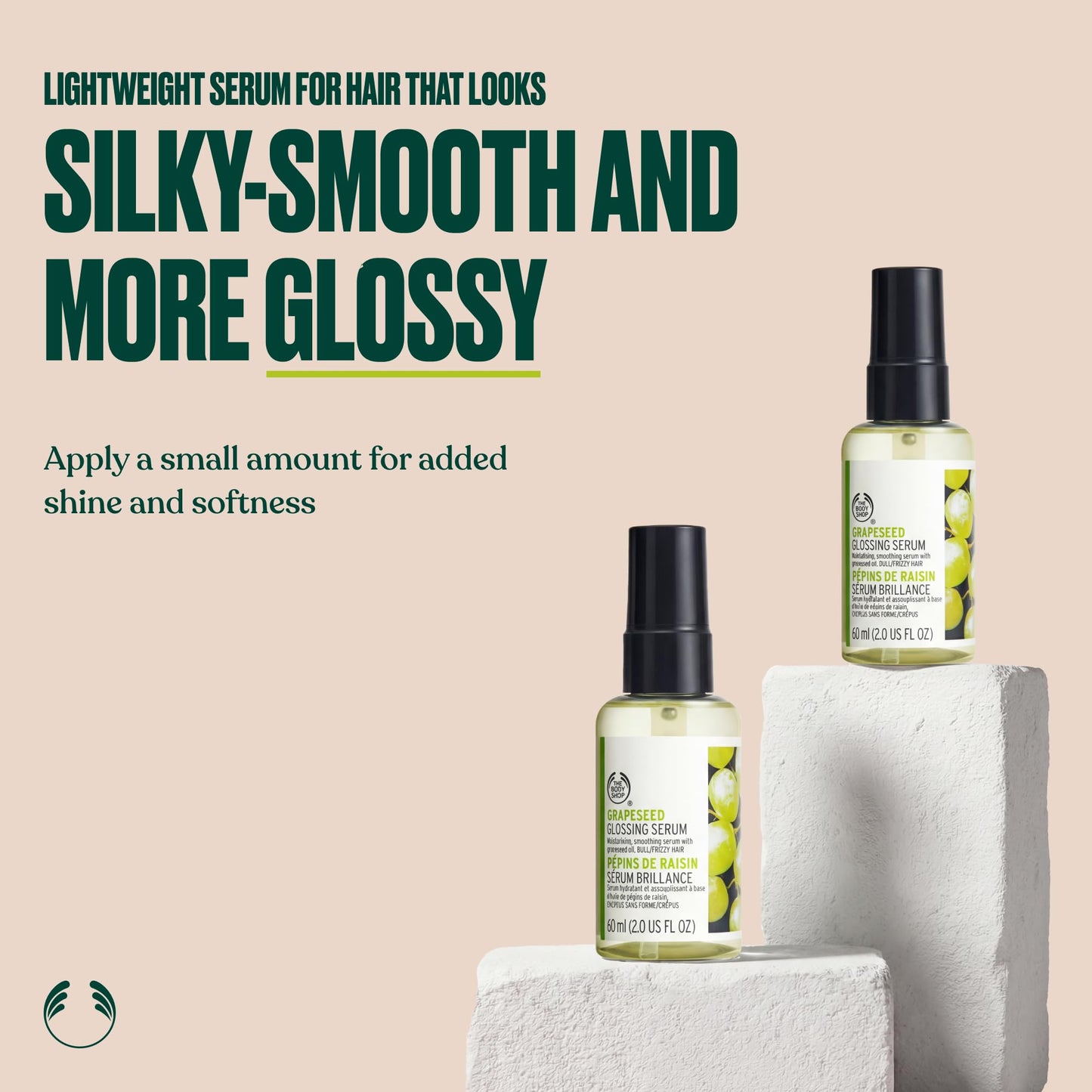 The Body Shop Grapeseed Glossing Serum (1x 60ml), Hair Serum for Shine, Smoothing Serum for Frizz Control, Made with Grapeseed Extract & Sesame Seed Oil