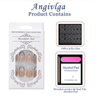 Angivlga Press On Nails Long Coffin Bellarine Tapered full coverage glossy false Nails, Fake Arcylic press on nails hand manicure for women (French)