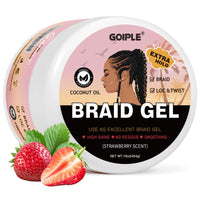WOZUTUNT Large Capacity Family Pack Smoothing Braiding Gel for Twist, Locs, Braids, Edge Control, Cornrows - Strong Hold, No Flake, Anti-Frizz, Easy to Use Hair Gel Women (16 OZ Strawberry Flavor)