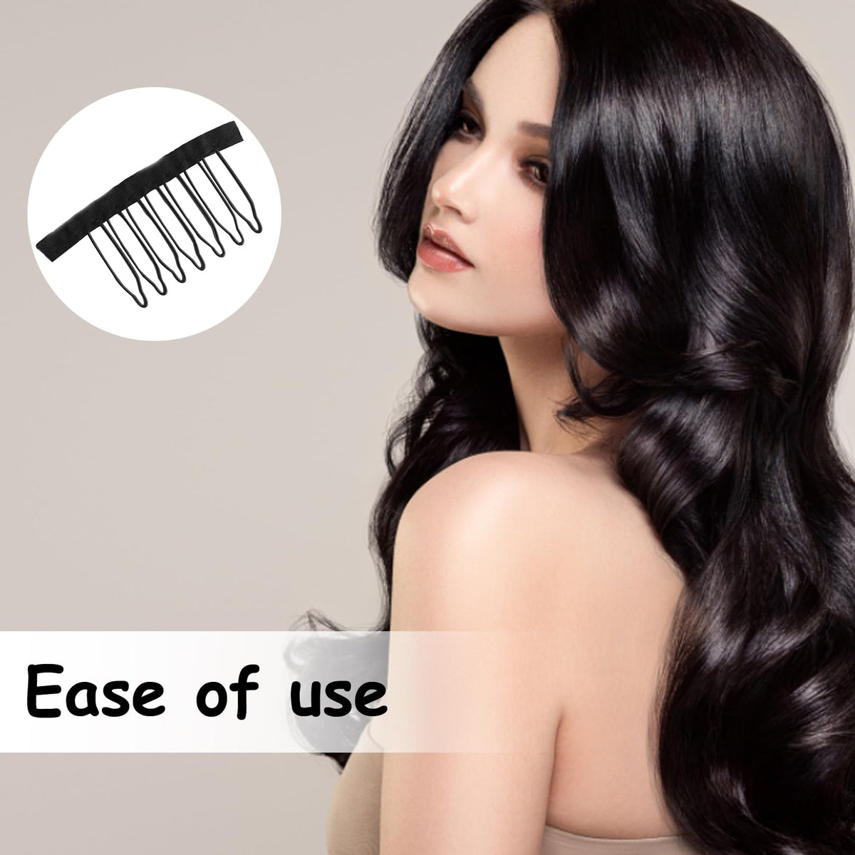 jeufun 12pcs Wig Combs 7-teeth Wig Clips Lady Tools Black Metal Wig Caps for Women Black U Shape Wig Comb Clip Tooth Comb,Net Comb Clip Steel Tooth Clip Wig Clip for Wig Making Cap DIY Wig Caps Accessories