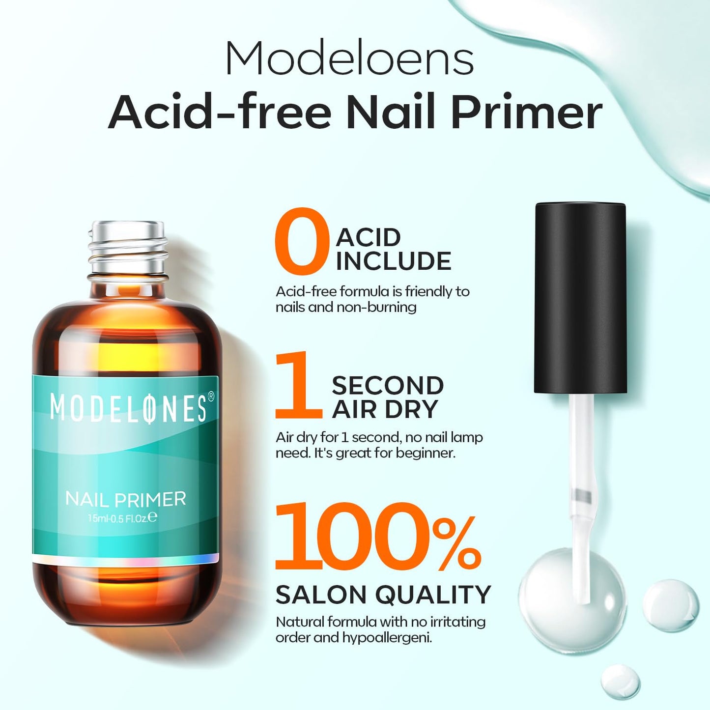 modelones Modelones 15ml Professional Natural Nail Bond Primer, Acid-Free, Superior Bonding for Gel Nail Polish, Adhesives UV Gel System Manicure Tips Functional Use