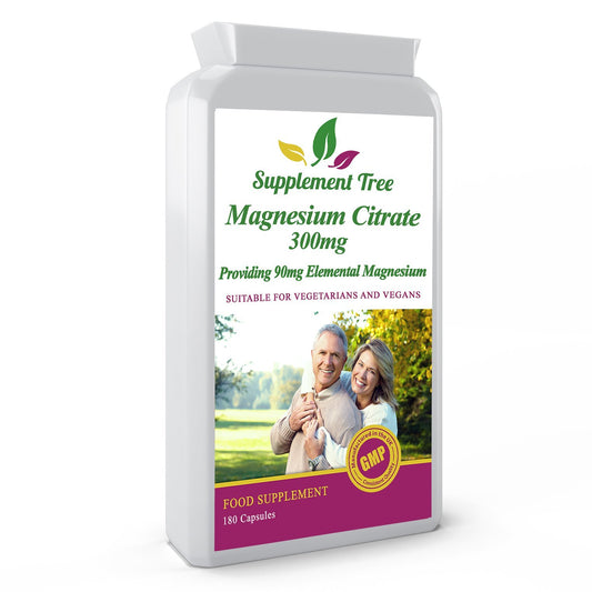 Magnesium Citrate 300mg 180 Capsules | High Absorption Formula Yielding 30% (90mg) Elemental Magnesium | UK Manufactured | Non GMO | Vegans & Vegetarians Friendly