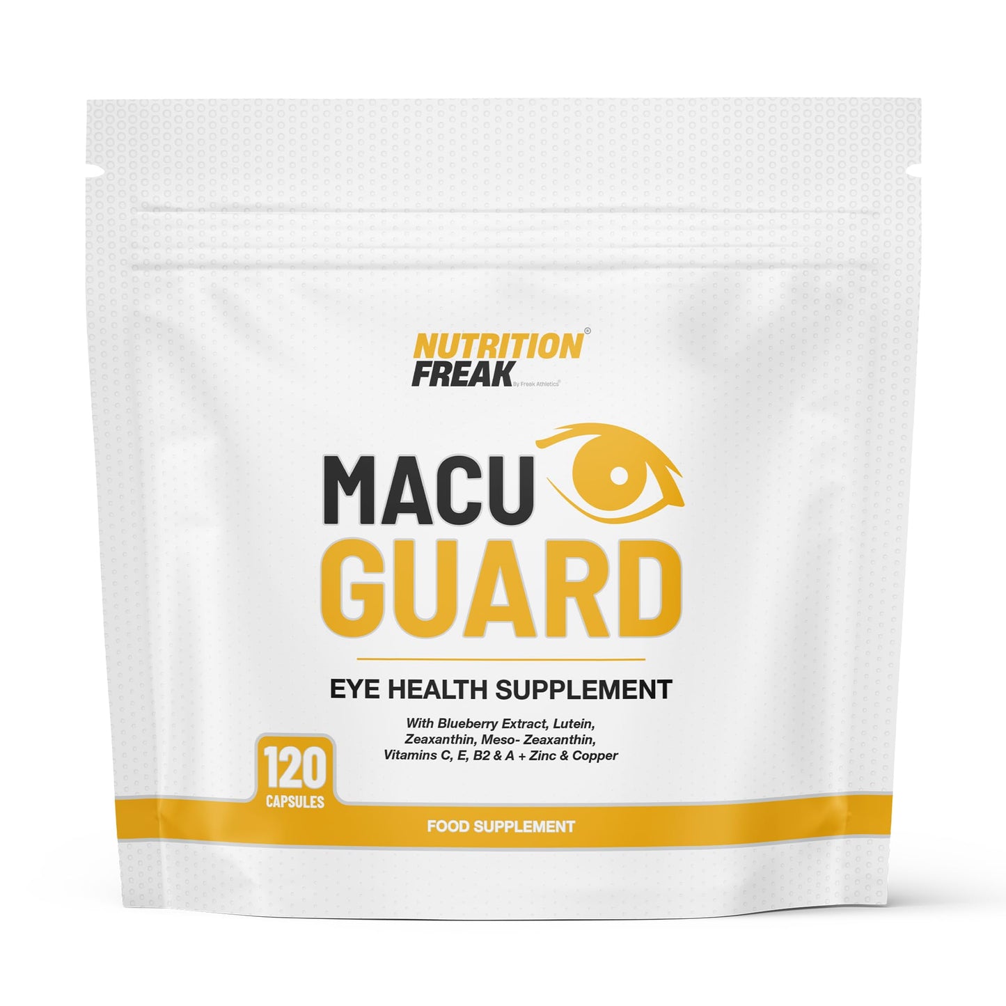 Freak Athletics MacuGuard+ Eye Supplement - 120 Capsules - Zeaxanthin, Meso Zeaxanthin, Lutein, Blueberry Extract Plus Vitamins and Minerals - Premium UK Made