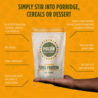 Pulsin - Unflavoured Vegan Soya Protein Powder - 250g - 9g Protein, 0.1g Carbs, 39 Kcals Per Serving - Gluten Free, Plant Based, Palm Oil Free & Dairy Free Protein