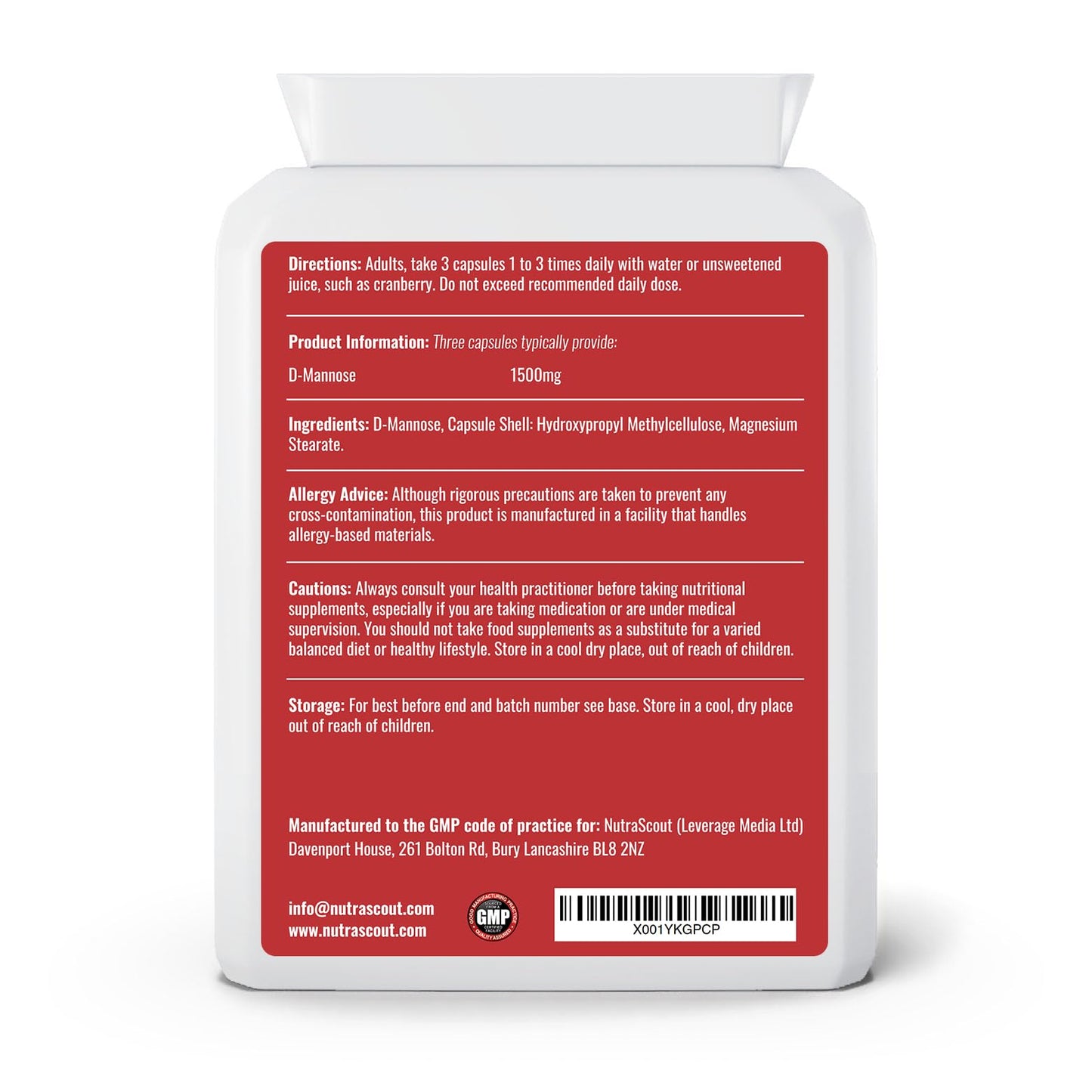 NutraScout #1 D-Mannose Capsules for Urinary & Bladder Health | 1500mg D Mannose Powder Per Serve | UK Made, No Fillers and Lab Tested | Urinary Tract Support for Women | 90 Vegetarian Capsules