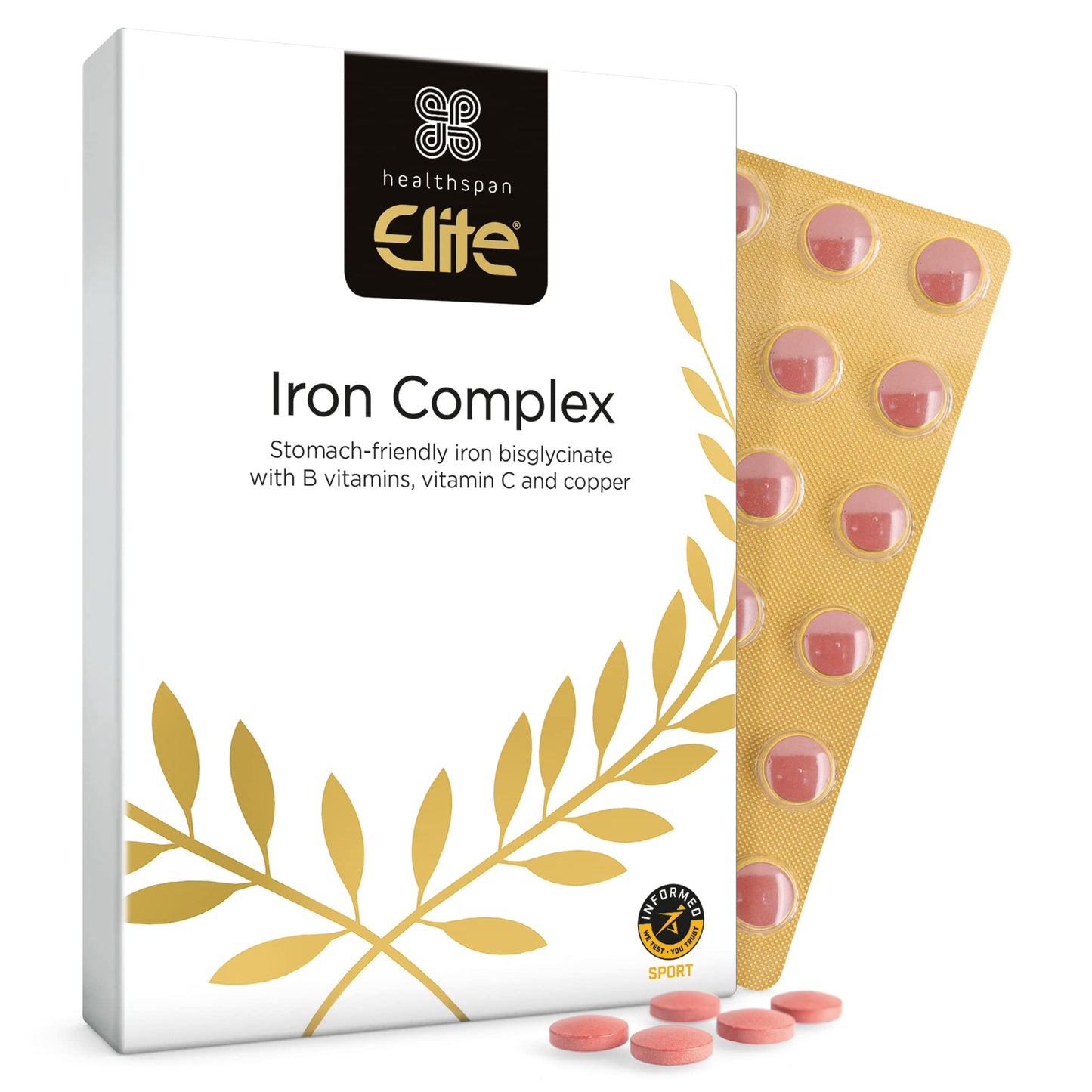 Healthspan Elite Iron Complex 14mg (4 Months’ Supply) | Reduce Tiredness & Fatigue | with Copper & Vitamin C to aid Absorption | All Blacks Official Partner | Informed Sport Accredited | Vegan