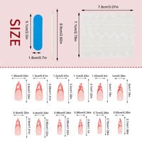 NICENEEDED 24 PCS Long Stiletto Press on False Nails, Almond Red Stripe Full Cover Glue on Fake Nails, Glossy Acrylic Stick on Artificial Nails for Women and Grils