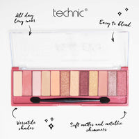 Technic Mega Eyeshadow Palette - 12 Pigmented, Long Lasting, Easy to Apply and Blendable Shades for the Perfect Day to Evening Looks - 18g (Paris)