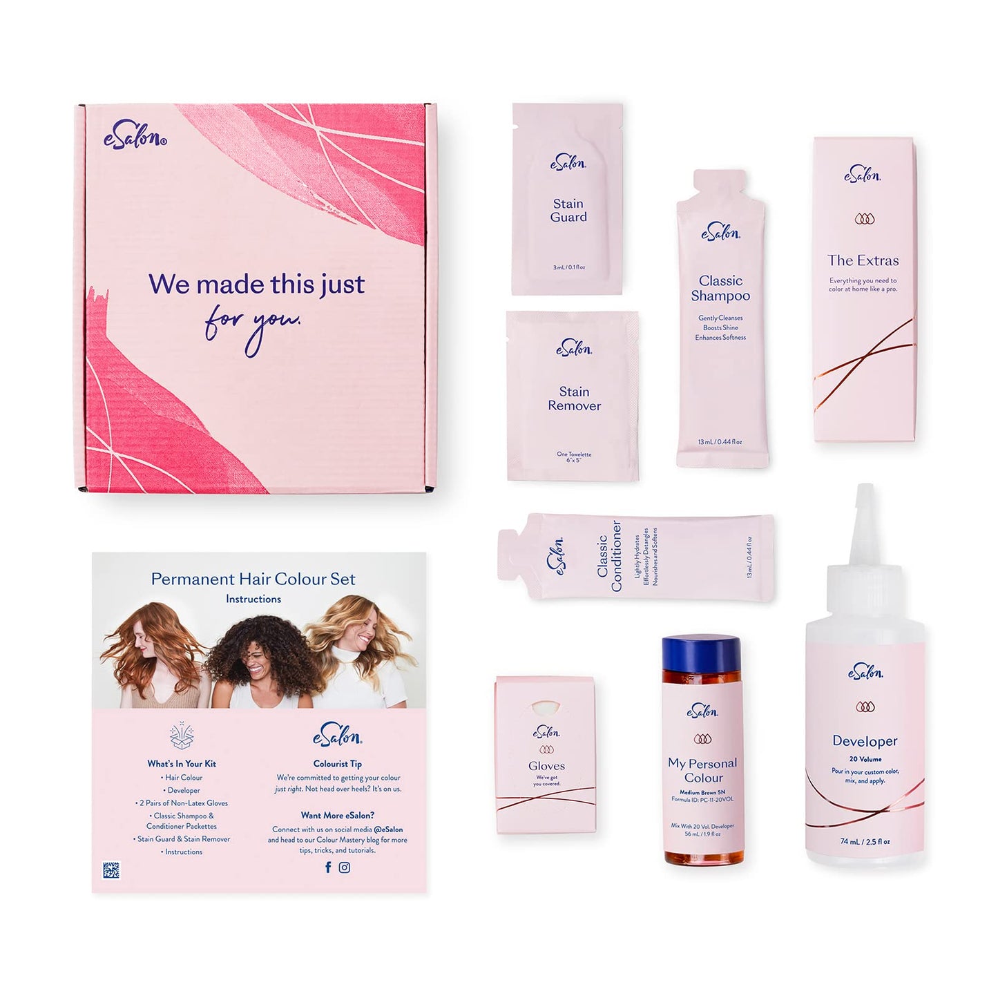 eSalon Permanent Hair Colour Set in Soft Black 2N