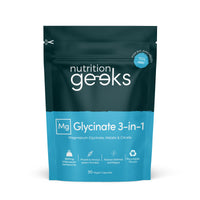 Nutrition Geeks Magnesium Glycinate 3-in-1 Complex - 1800mg Supplements as Bisglycinate, Citrate & Malate 90 Vegan Capsules, Triple High Absorption 384mg Elemental, UK Made