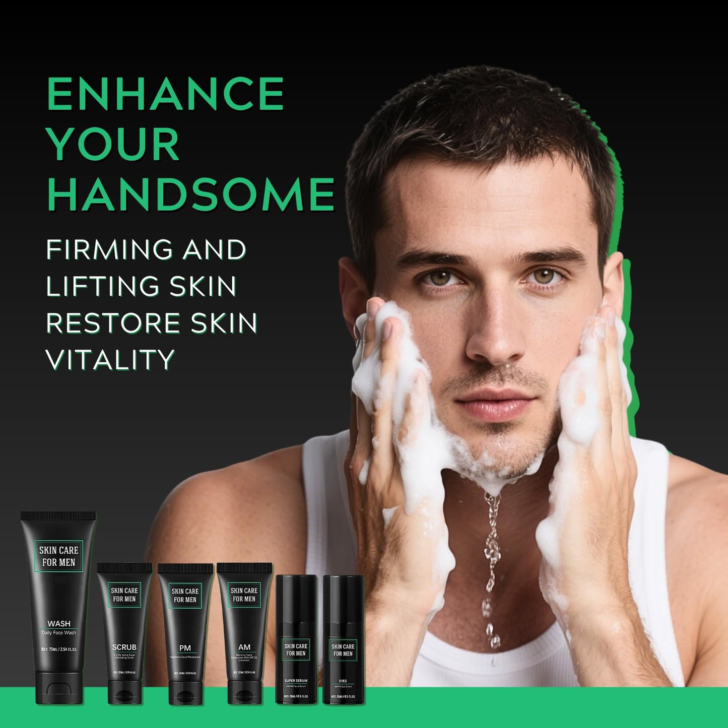 Lumiter Men's Anti-Aging Care Set, Mens Skin Care Sets & Kits, Mens Face Cream, Night Cream, Face Wash & Scrub, Eye Cream, Anti Wrinkle Serum, Gifts for Men, Men Day & Night