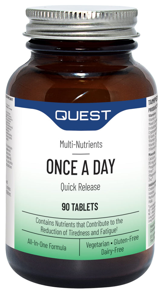 Quest - Once A Day Multivitamins and Minerals Supplements. Daily Vitamins for Men & Women to Support and Boost Overall Well Being. Vitamins C, D, B, Iron, Magnesium, Zinc and More (90 Tablets)