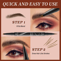 KARLOR 2-in-1 Eyebrow Pencil, Liquid Eye brow Pencil with 2 Heads, Brow Pen for Sharpening, Waterproof, Long-lasting, Hair Drawing Pen (02#Dark brown)