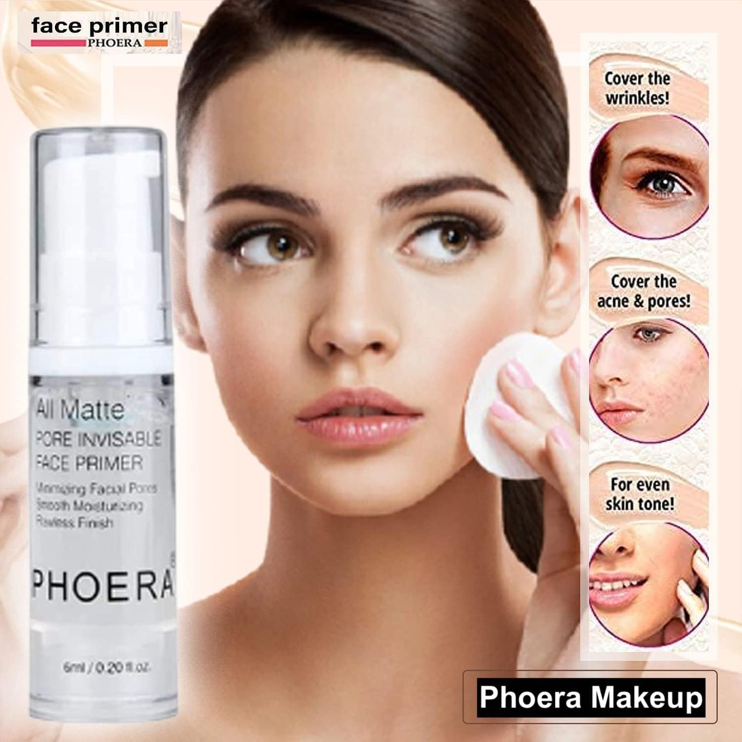 Glamza Phoera Foundation Full Coverage Makeup Set - Includes Nude & Buff Beige 30ml Matte Foundation, 6ml Face Primer & Cool Beige Setting Powder for All Day Wear Without Creasing, Caking, or Flashback