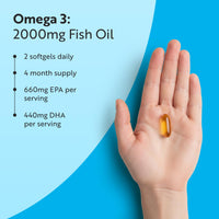 Nutravita Omega 3 Capsules High Strength 2000mg with 660mg EPA & 440mg DHA - 240 Softgel Omega 3 Fish Oil Capsules for 4 Months of Supply - Heart, Brain & Vision - Fish Oil Supplements