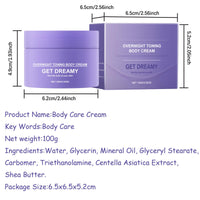 Generic Overnight Toning Body Firming Cream, Get Dreamy Overnight Toning Whip,Bodys Firming Whip, Anti-Wrinkle Skin Tightening Gel, Body Firming Whips for All Skin Types - 3.53floz