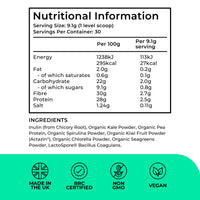 LOVE LIFE SUPPLEMENTS Organic Greens by LLS | 273g - 30 Servings | Unflavoured | Contains 6 Organic Greens - Kale, Spirulina, Spinach, Seagreens, Pea, Chlorella Plus Inulin and Lactospore® | Love Life Supplements