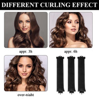 ExcellaElite Heatless Overnight Blowout Rods 3 Pack Heatless Curling Rod, Jumbo Flexi Rods for Hair, Heatless Rods, Blow out Rods - No Heat Curls to Sleep for Curl Rods, Women Long Hair Styling Tools, Black