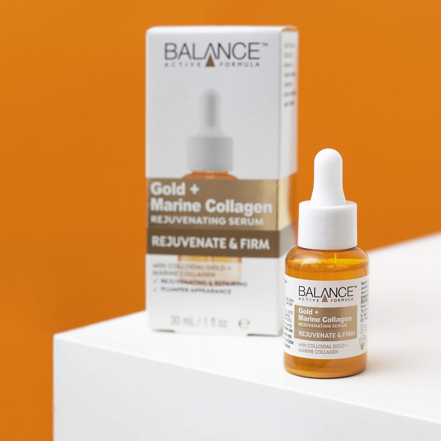 Balance Active Formula Gold and Marine Collagen Rejuvenating Serum - Light-Weight and Non-Greasy, Rejuvenating and Repairing, Plumper Appearance, Clear, 30 ml