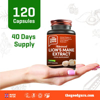 Lion's Mane Mushroom Extract - 1800mg | Immune and Memory Support |120 Vegan Capsules by Good Guru | Lions Mane Supplement