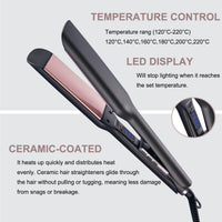stylocks Ionic Hair Straighteners for Women,5.7cm Ceramic Wide Plate 120℃ to 220℃ LED Digital Display Side Temp Button Lock and Unlock Hair Straightener 2m 360 ° Swivel Cord for Short Medium Long Hair