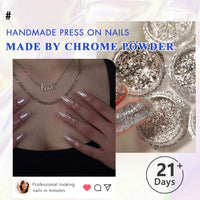 Chrome French False Nails Almond, SXVME Chrome Red Press On Nails Medium, Gradient Red Glazed Gel Fake Nails Press on, Cute Glitter Acrylic Nails Medium Stiletto, Stick on Nails for Women Daily Wear