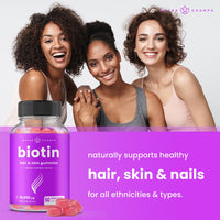 NutraChamps Biotin Gummies 10,000 mcg - Healthy Hair, Skin & Nails for Women, Men & Kids - Vegan, Non-GMO, Hair Vitamins Supplement - Natural Strawberry - 60 Gummies (2 Pack)
