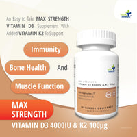 VitaThrive® Vitamin D3 100µg Max Strength 4000IU & K2 100µg – 120 Capsules