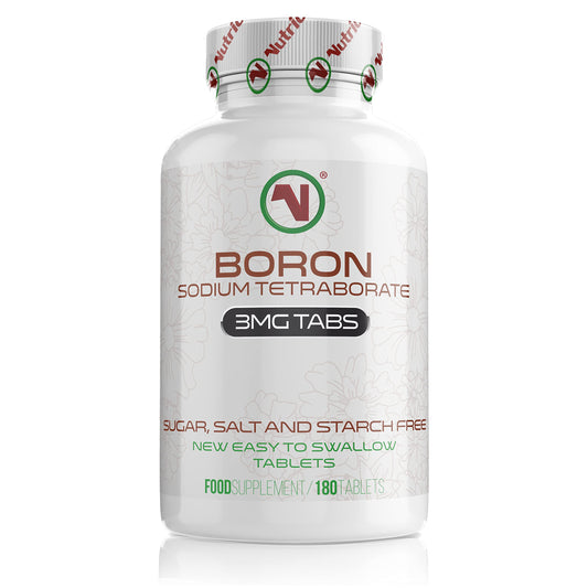 Nutriodol Boron Tablets | 3mg Per Tablet | Sodium Tetraborate | 180 Days Supply | Suitable for Vegans | Easy to Swallow Tablets