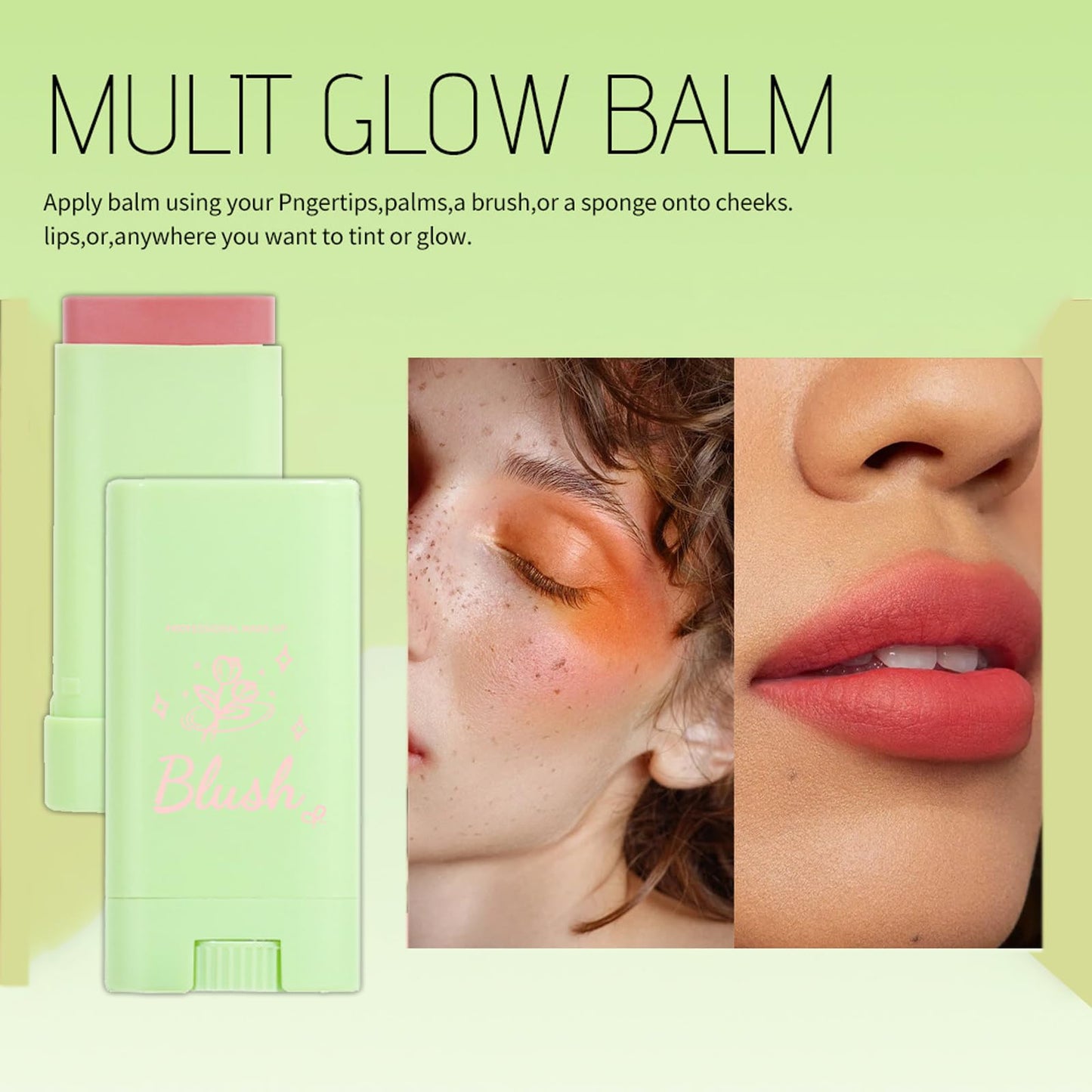 LYNTYAOU Cream Blush Blusher Stick for Cheek Make up, Creamy Soft Cream Blushes Contour, 3-in-1 Lip Cheek Eye Red Peach Pink Milk Blush, Weightless Long-Wearing Natural, Buildable Skin Tint