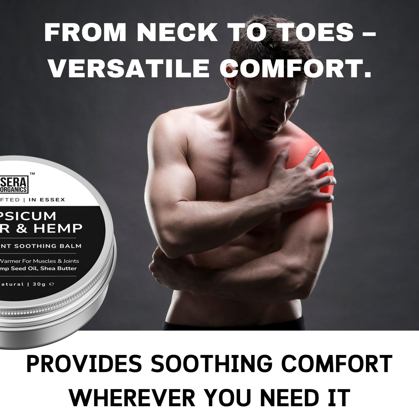 Capsicum & Ginger Warming Cream – Hemp, Arnica & Black Pepper | Muscle & Joint Soother | Natural Heat Rub for Stiffness & Recovery | Handcrafted in The UK by Sera Organics (30g)