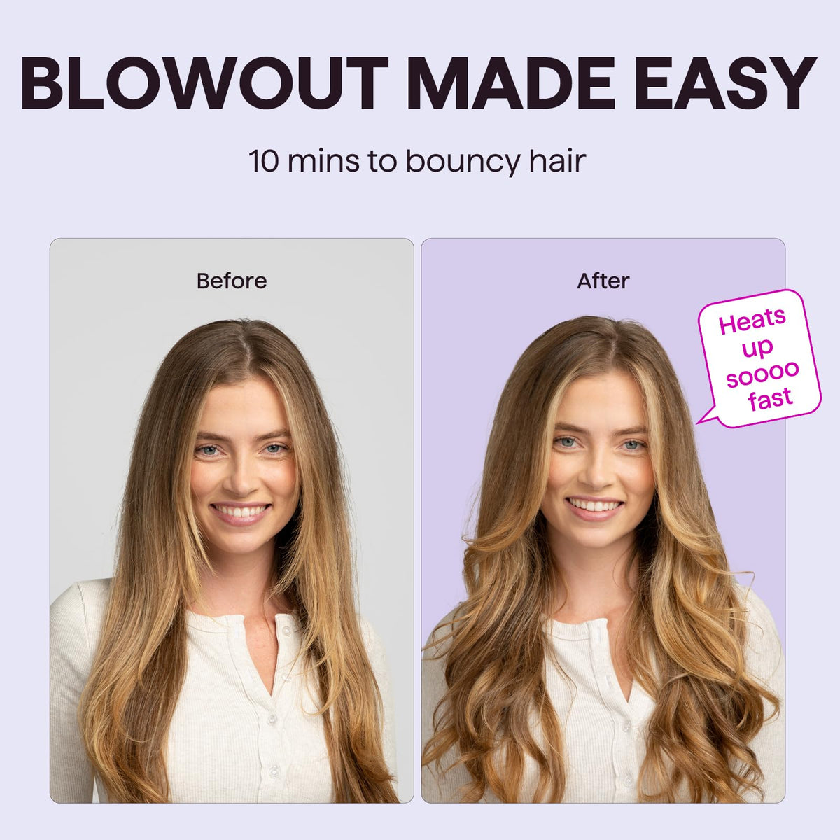 wavytalk Wavytalk Thermal Brush, Blowout Boost Ionic Heated Hot Round Brush, to Make Hair Smoother & Shinier, Easy to Use & Less Damage, 38mm Barrel, 5 Temperature Settings, Dual Voltage, UK Plug, Rose Gold
