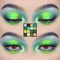 LYNTYAOU Green Eyeshadow Palette Make-Up Palettes, Matte Eye Shadow Pallets for Women, Gothic Cool Girl Matte Make Up, Shimmering Glitter Eyeshadows 16 Colour Waterproof Long Lasting Highly Pigmented