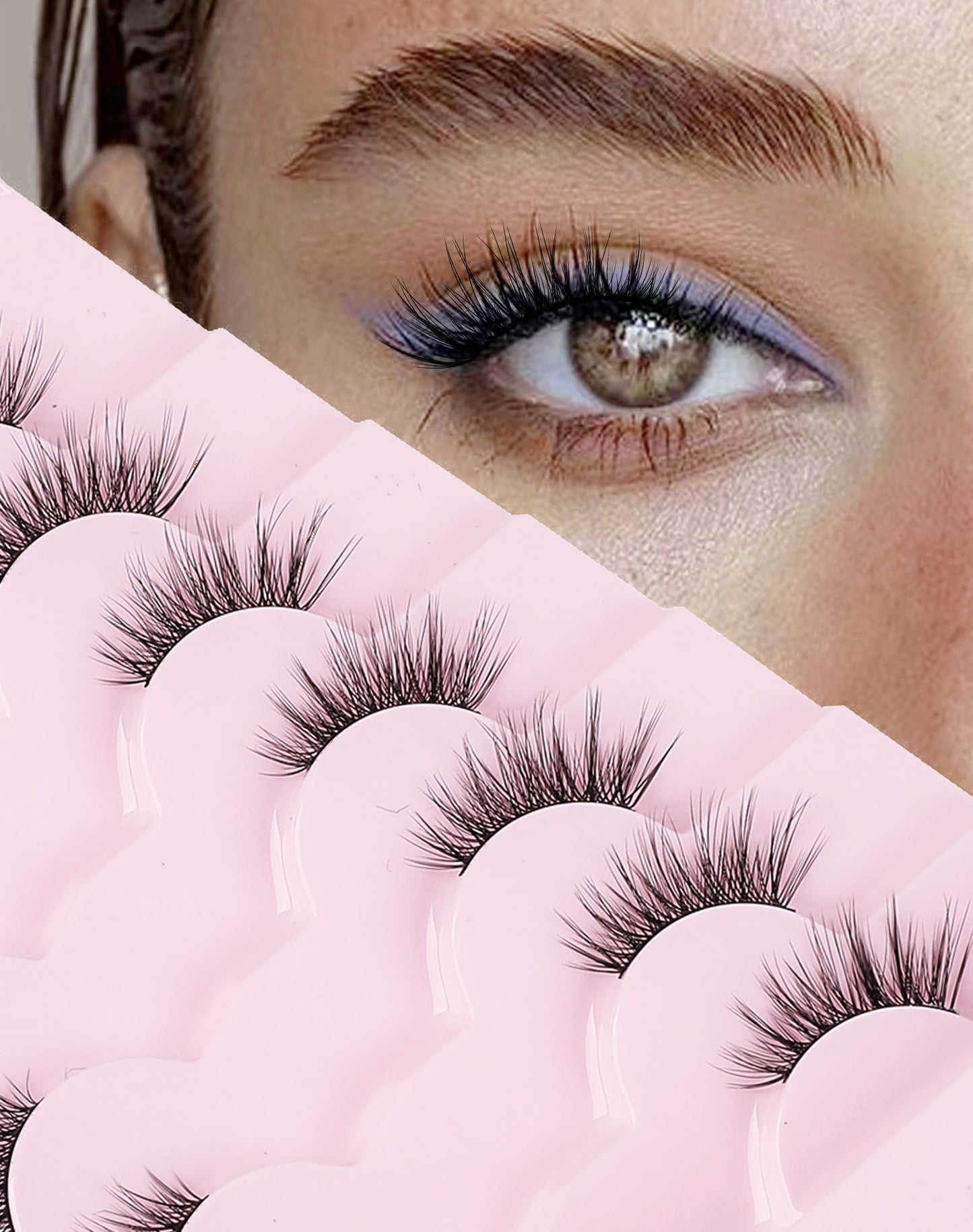 Onlyall Half Eyelashes Corner Lashes Natural Lashes Half Lashes Wispy End Lashes Corner Eyelashes 3/4 Lashes Clear Band Lashes 7 Pairs C19