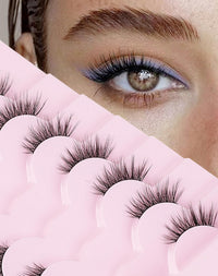 Onlyall Half Eyelashes Corner Lashes Natural Lashes Half Lashes Wispy End Lashes Corner Eyelashes 3/4 Lashes Clear Band Lashes 7 Pairs C19
