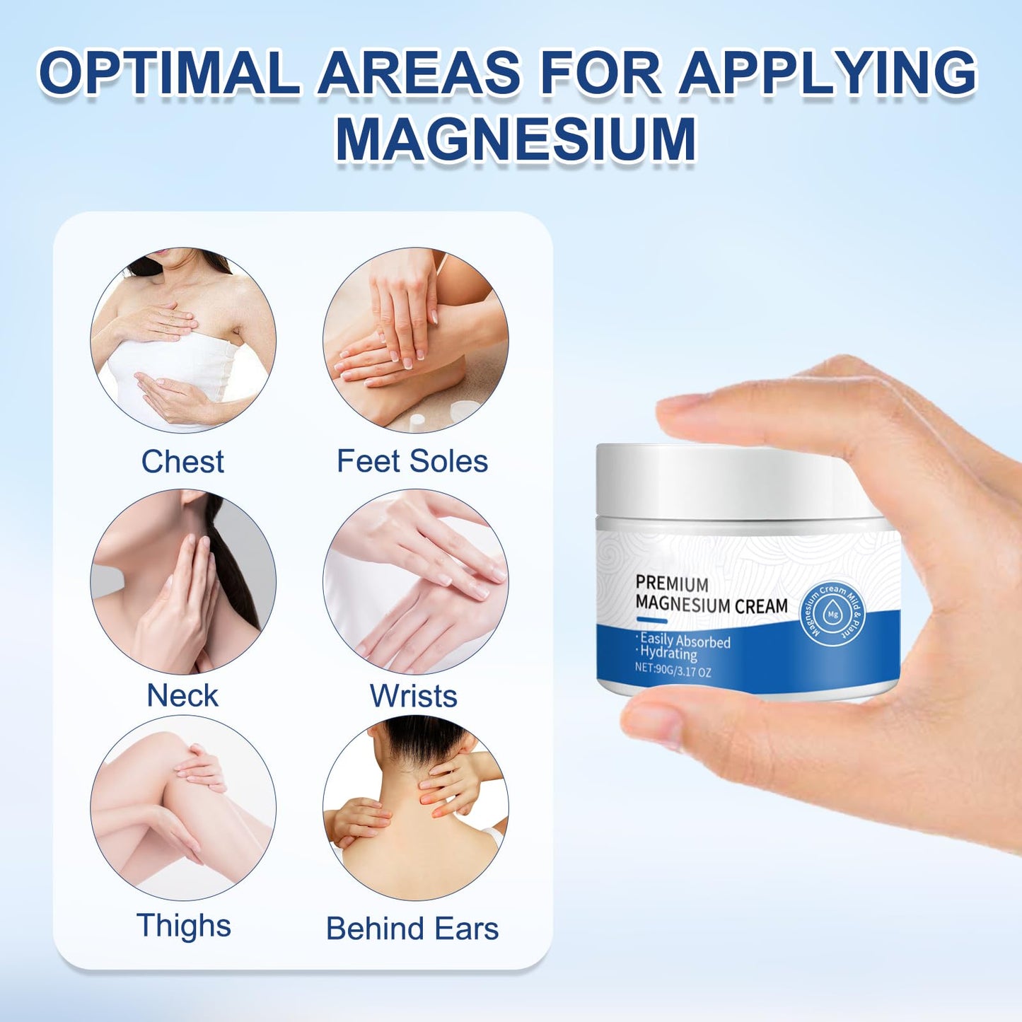 Anmahe Magnesium Butter, Magnesium Cream for Sleep, Magnesium Body Butter, Topical Magnesium Relief Cream to Aid Sleep, for Cramps and Pain, Natural Sleep Support, 90g