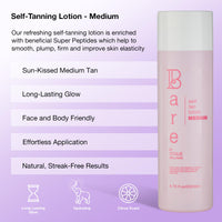 Bare by Vogue - Medium Tan Self-Tanning Lotion - Suitable for All Skin Types - Self Tanner for Face & Body - Long-Lasting Fake Tan - 200ML