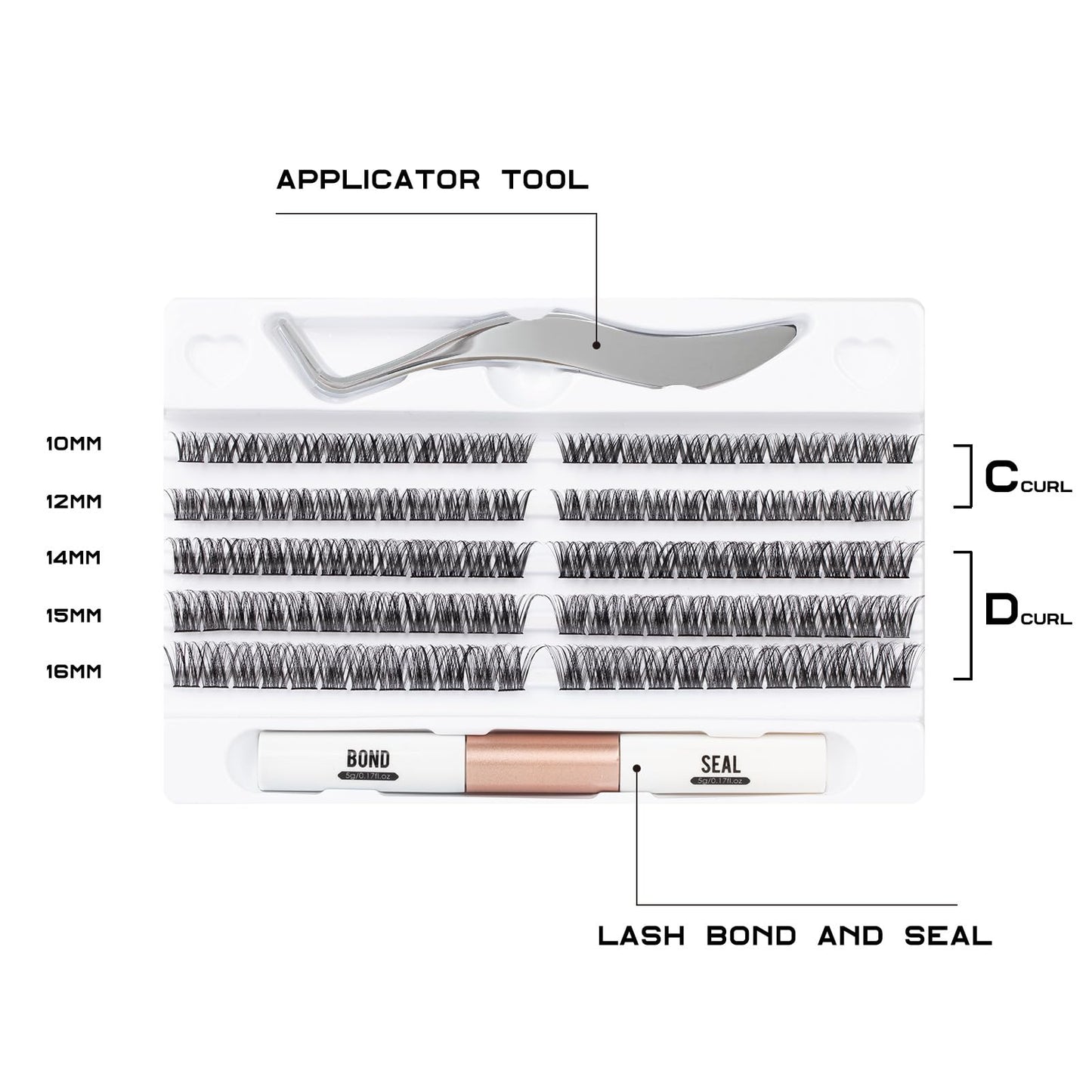 Magnetic SL Individual Lashes 120 Cluster Lashes 3D False Eyelashes Natural Look D Curl Reusable Fluffy Lash Extension Kit with Applicator and Lash Bond and Seal DIY Cluster Eyelash Extensions Mix 10-16MM-DM01