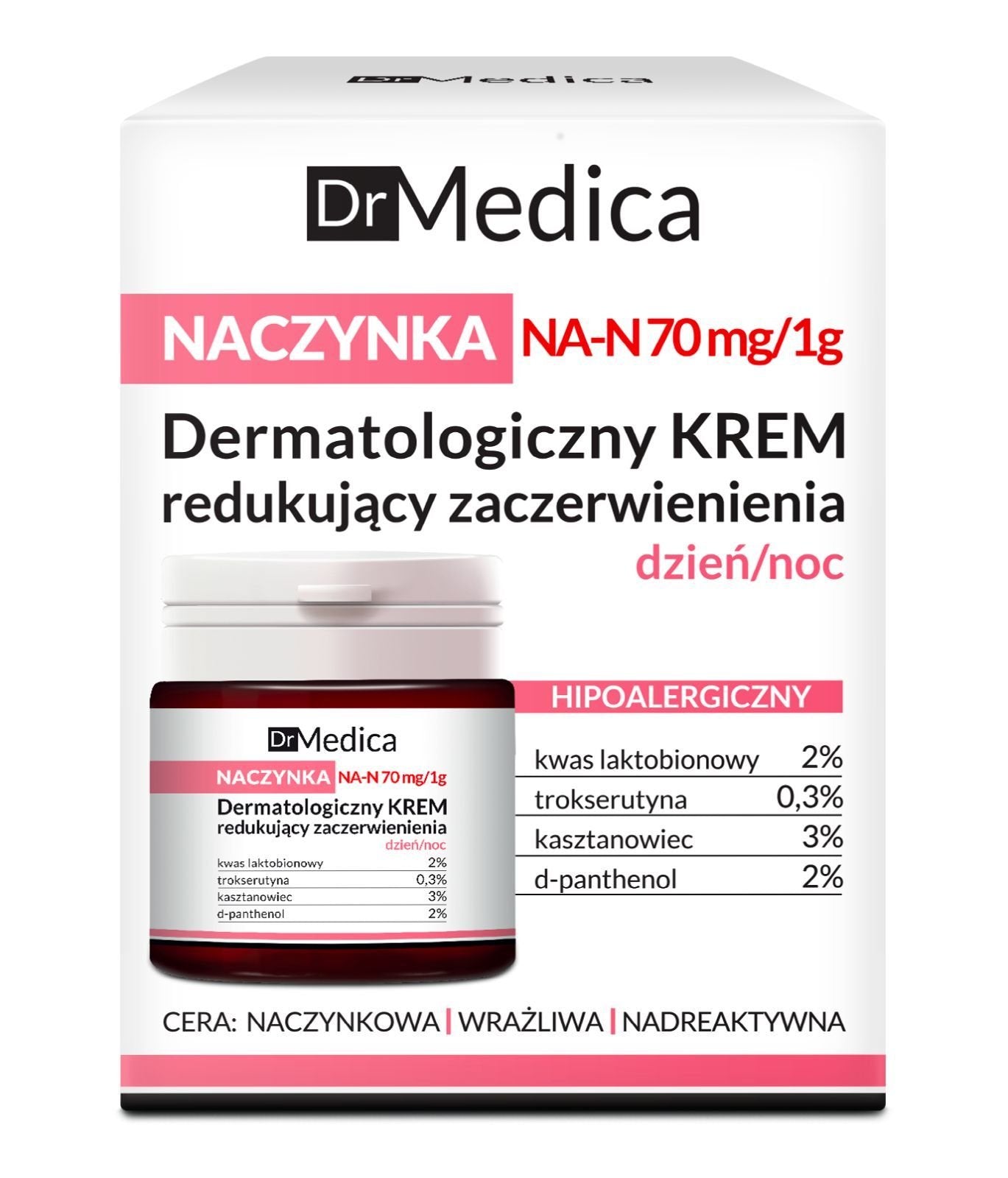 Bielenda Dr Medica Capillaries Dermatological Face Cream Reducing Skin Redness Day Night 50ml