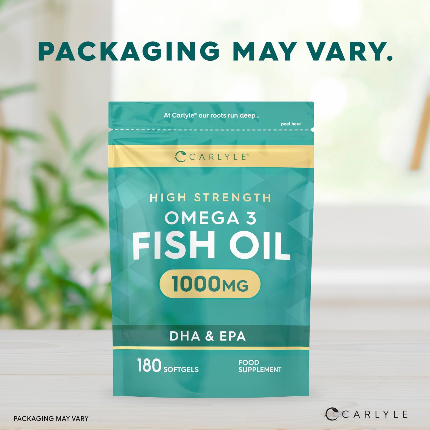 Omega 3 Fish Oil Capsules High Strength | Fatty Acids Supplement | 1000mg with 180mg of EPA and 120mg of DHA | 180 Softgels | by Carlyle