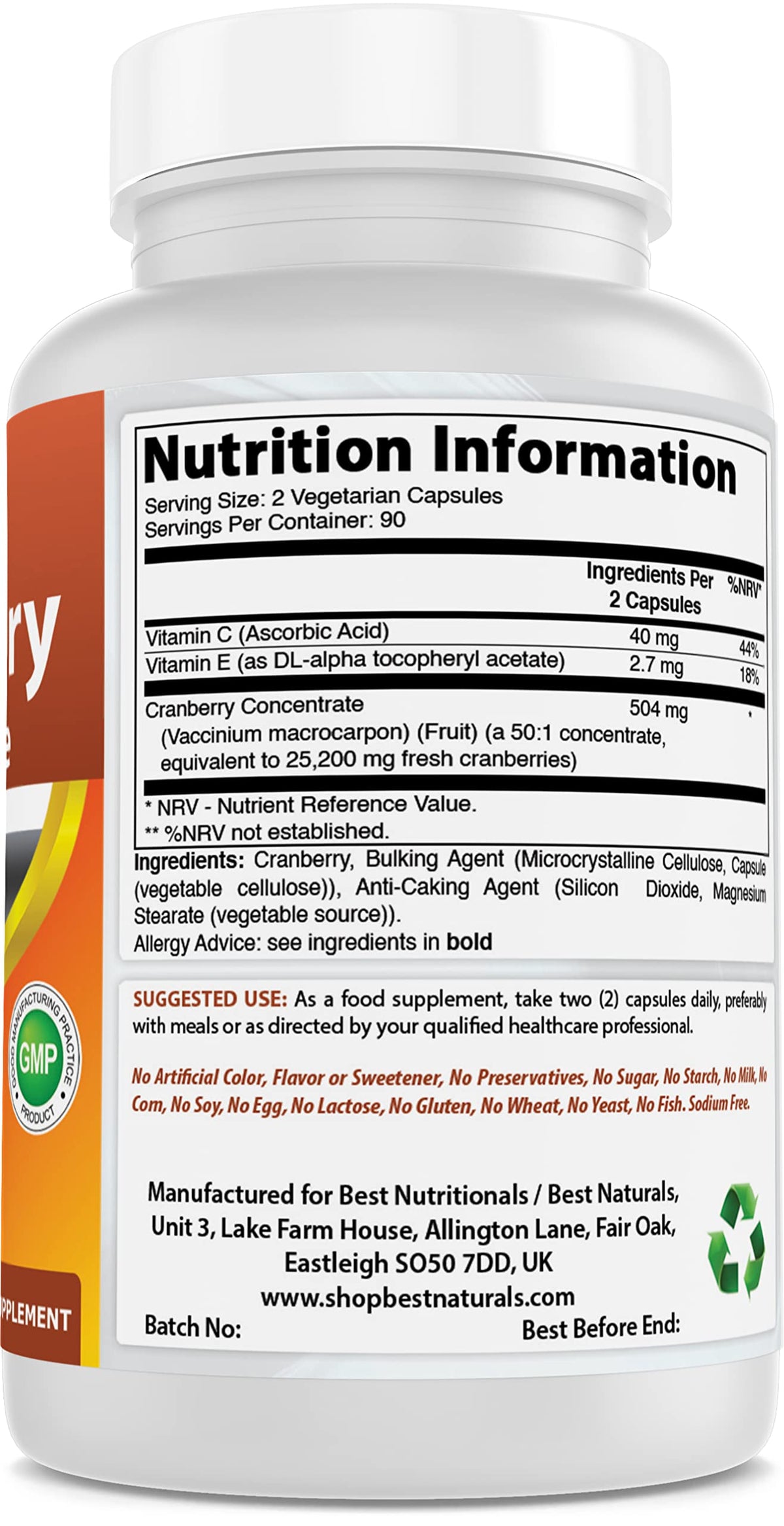 Best Naturals Cranberry 3X Strength, 12600 mg 180 Veggie Capsules (180 Count (Pack of 2))
