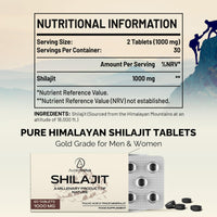 AureaSalus Shilajit Tablets 30,000mg, 60 Counts Himalayan Shilajit Tablets (1000mg Per Serving), Rich in 85+ Minerals & Fulvic Acid, More Convenient Than Shilajit Resin (60 Count (Pack of 2))