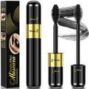 GJNL Mascara Black Volume and Length - 2 in 1 Double Effect Mascara Waterproof Natural & 4D Magic Effect Extensions, Perfect Gifts for Women Mom Silk Fiber Smudge-proof Mascara