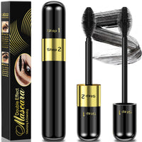 GJNL Mascara Black Volume and Length - 2 in 1 Double Effect Mascara Waterproof Natural & 4D Magic Effect Extensions, Perfect Gifts for Women Mom Silk Fiber Smudge-proof Mascara